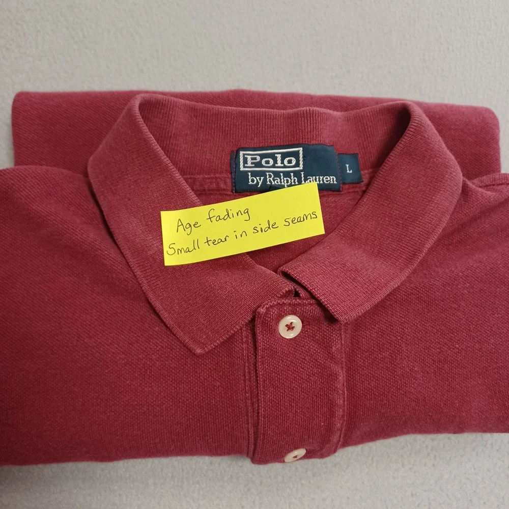 Polo Ralph Lauren Polo Shirt Mens L Burgundy Short Sleeve Pique Cotton Classic